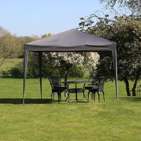 Pro Garden - Easy-Up Partytent - 300 x 300 x 245 cm - Grijs & Polyethylene - Opvouwbaar & Waterafstotend - Inclusief Draagtas - Voor Tuinfeesten & Evenementen