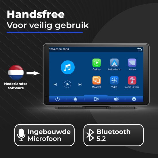 CarMe CarPlay Scherm - 7 Inch - Achteruitrijcamera 6 Meter - Apple CarPlay & Android Auto (Draadloos) - Touchscreen - Navigatiesysteem auto