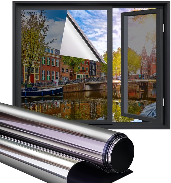 Homewell® Zonwerende Raamfolie - 120x300cm – Isolerend & Hittebestendig - Tegen Inkijk - HR++(+) Geschikt – 15% Spiegeleffect Zilver