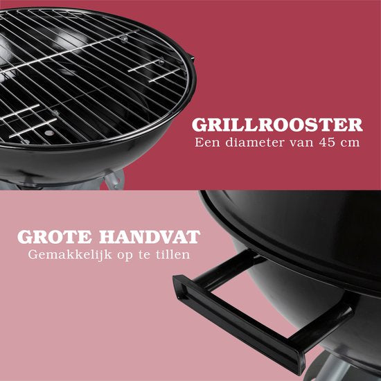 Lone Star Barbecue - Houtskool BBQ - Kogel Barbeque - Geïsoleerde Handvaten - Ontluchtingssysteem - Verwijderbare As Opvangbak