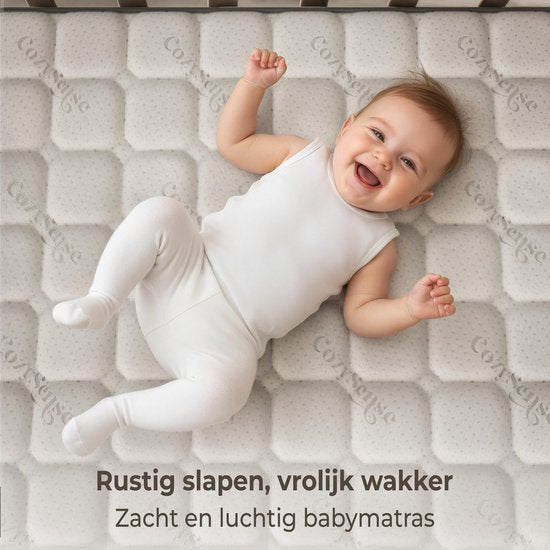 CozySense® Baby Matras 60x120 - Ledikant - Voor Baby’s & Peuters - 100% Katoenen Hoes - Waterdicht & Hypoallergeen - Drukverlagend Gel Traagschuim