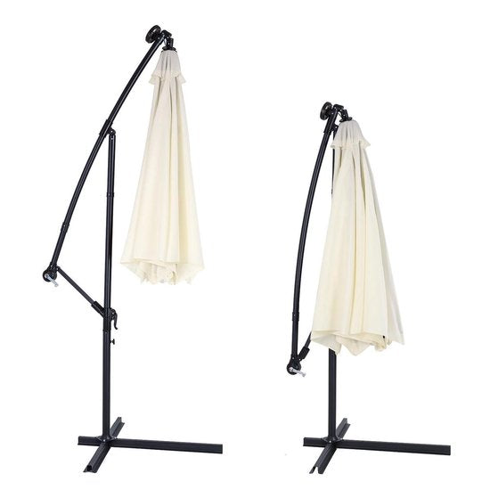 Kingsleeve Zweefparasol - Parasolvoet LED-verlichting 300cm - Beige