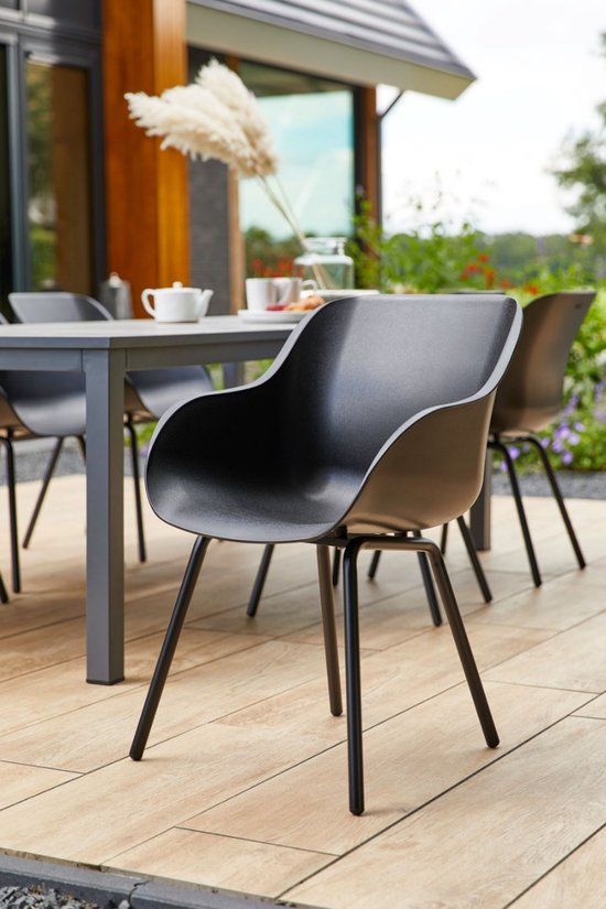 Hartman Sophie elegance tuinstoel - Zwart - set van 2 - zwart rondo onderstel