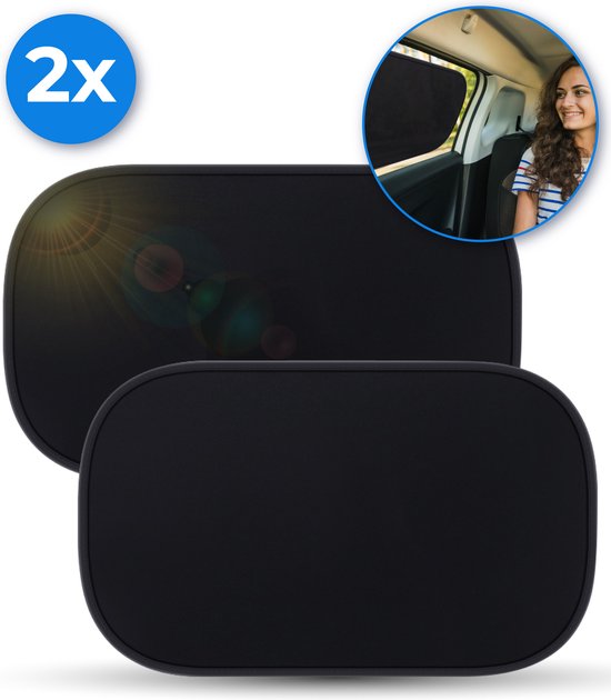 Nuvance - Zonnescherm Auto Baby - 2 Stuks - met UV Protectie voor Baby en Kind - Zonwering Zijruiten - Zelfklevend - One Size - Zwart