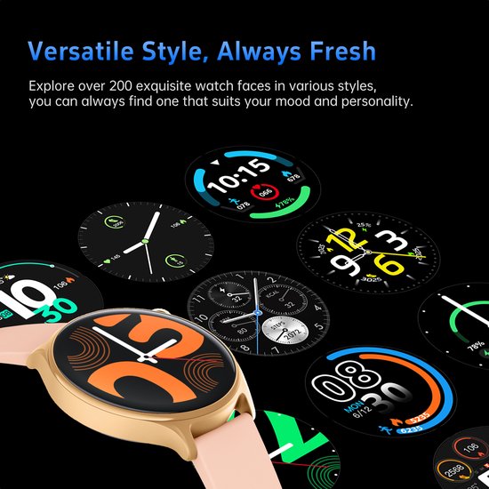 Maoo GTR Serie 2 Smartwatch Heren – Stainless Steel & TPU Band – Stappenteller, Hartslagmeter, Slaapmonitor – Multisport – Android & iOS – Zwart