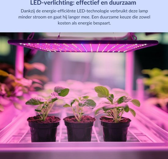 a sunny day LED groeilamp - kweeklamp - full spectrum - groei & bloei - grow light - groeilamp full spectrum - 45 Watt - 30 x 30 cm - 225 LEDs