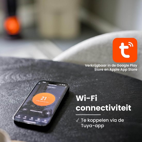 QLT Keramische Kachel – Elektrische Verwarming met Vlameffect, Oscillatie & App-bediening – 1000-2000W – Compact & Energiezuinig – Zwart