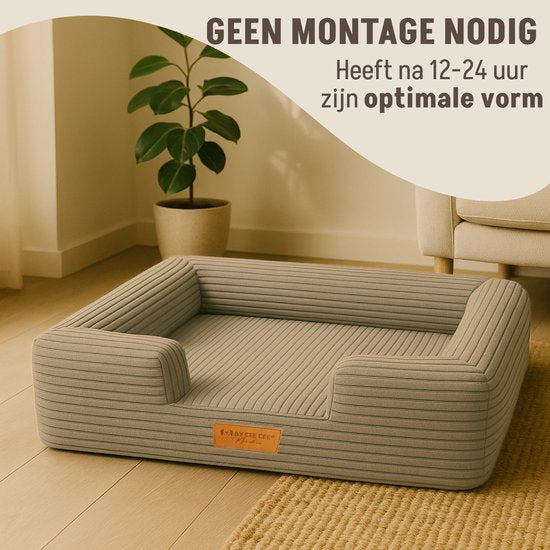 By Cee Cee Orthopedische Hondenmand – Hondenbed – Ribstof - Voor Kleine Honden - Mokka Taupe - 80x55 cm