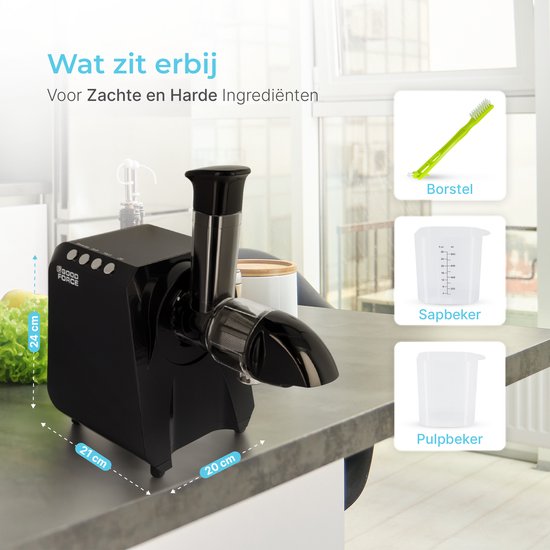 Goodforce Krachtige Slowjuicer - Juicer - Groente en Fruitpers - Met Pulp en sap reservoir - Juice Maker - Maximale voedingswaarde