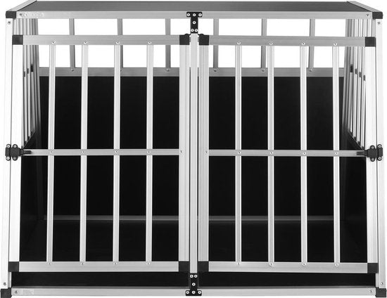 Cadoca Honden Transportbox XXL – Aluminium – 97x90x70cm - Afsluitbaar - Zwart