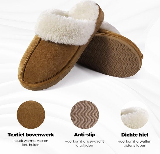 Pantoffels Dames - Sloffen - Maat 40/41 - Chestnut - Anti-slip - Comfeet