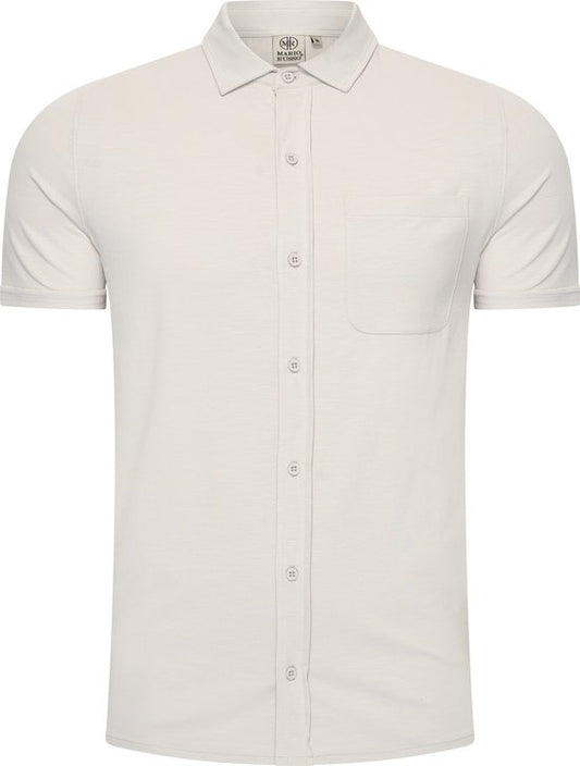 Mario Russo Korte Mouwen Overhemd - Overhemd heren - Polo Shirt Heren - t shirt heren - 3XL - Steen Grijs