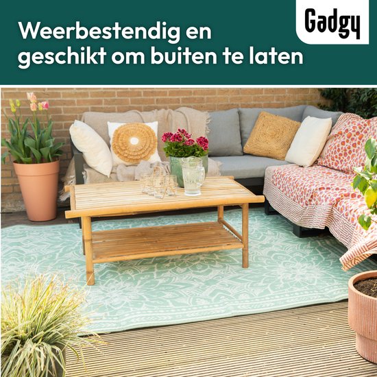 Gadgy Buitenkleed XXL - Vloerkleed Buiten 300 x 200 cm - Tuintapijt Dubbelzijdig - Picknickkleed Groen Wit - Buitentapijt