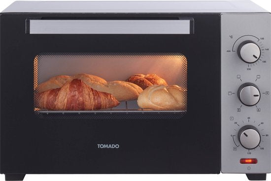 Tomado TEO3000S - Vrijstaande oven - 30 Liter - 1600 Watt - Hetelucht - 3 insteekniveau's - Zilver