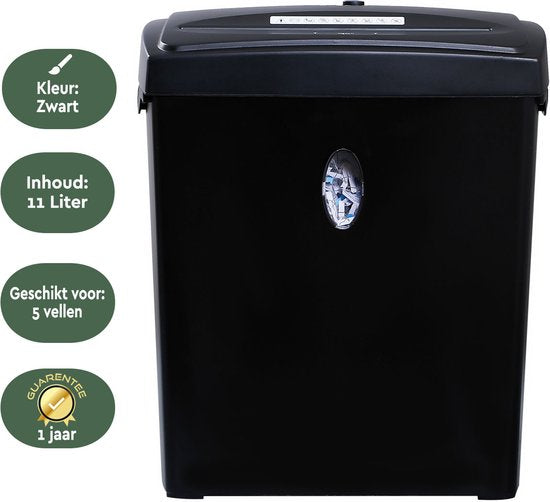 BRASQ Papierversnipperaar - PS406 - opvangbak 11L - P4 norm - 6 vellen - Creditcard Vernietiger - Zwart