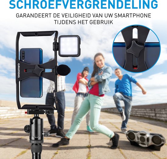 Grundig Smartphone Video Rig - Handgreep - Zwart/ Rood