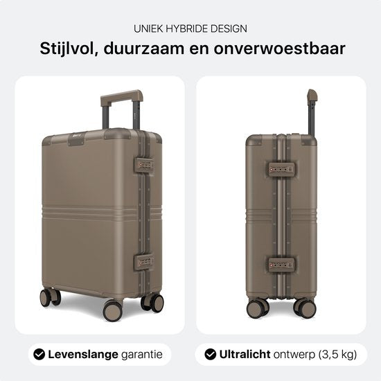 ONYX Hybrid Pro Handbagage Koffer 35 Liter - Gerecycled Polycarbonaat en Ritsloos Design - Reiskoffer met TSA slot en Spinner wielen - Lichtgewicht Trolley - Desert Clay