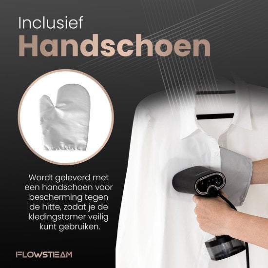 FLOWSTEAM® Luxe Kledingstomer - Handstomer - Stoomapparaat Kleding - Matte Black Edition - Inclusief Opbergzakje