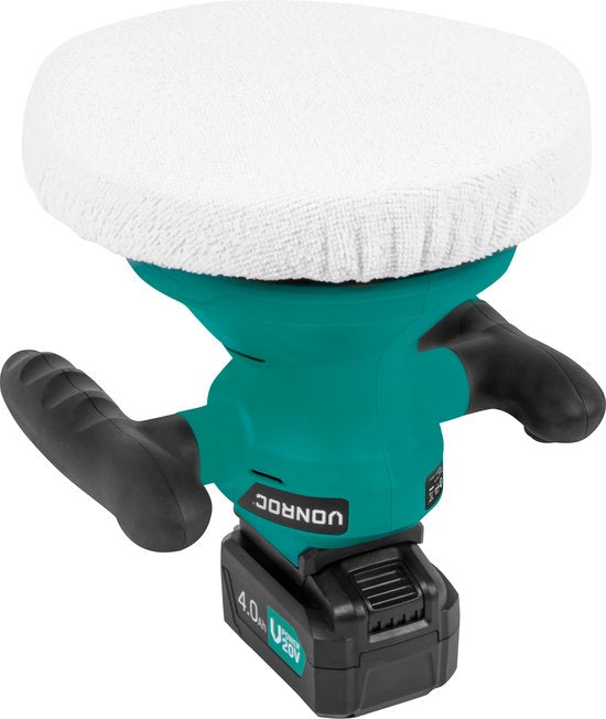 Accu polijstmachine - poetsmachine 20V - Ø240mm – Incl. verstelbare handgrepen, 2 polijsthoezen en opbergtas – Incl. 4.0Ah accu en snellader