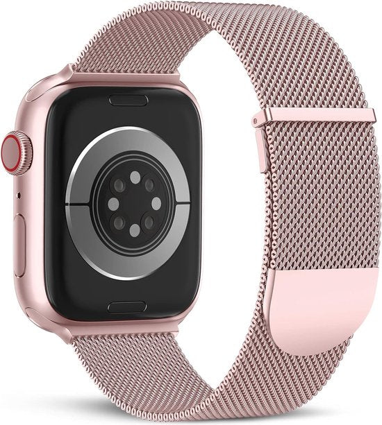 Podec Magnetische RVS Schakelband Rose Roze – Geschikt voor Apple Watch 38/40/41mm – Series 1 t/m 9 & SE