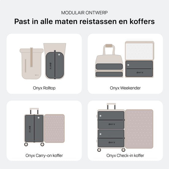 ONYX Aircube™ Vacuum Verpakkingskubus - 1 Stuk - Inclusief draadloze Compressiepomp - Voor koffers en tassen - Koffer Organizer - Bagage & Rugzak Compressie - Grijs