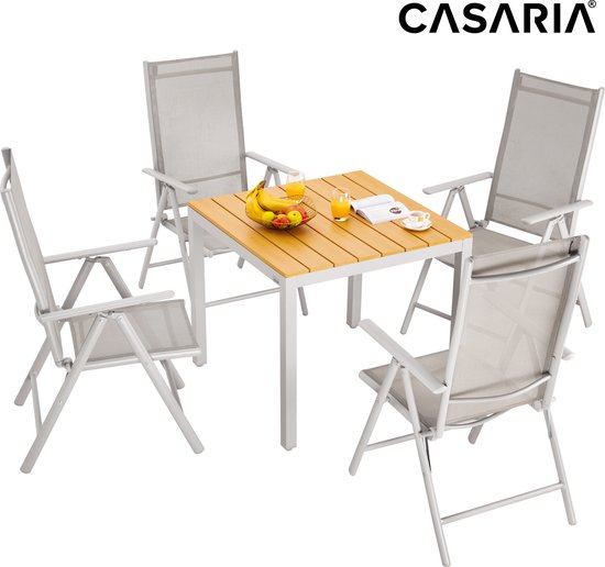 Casaria Tuinset Bern 4+1 Aluminium – Verstelbaar Klapbaar - Beige