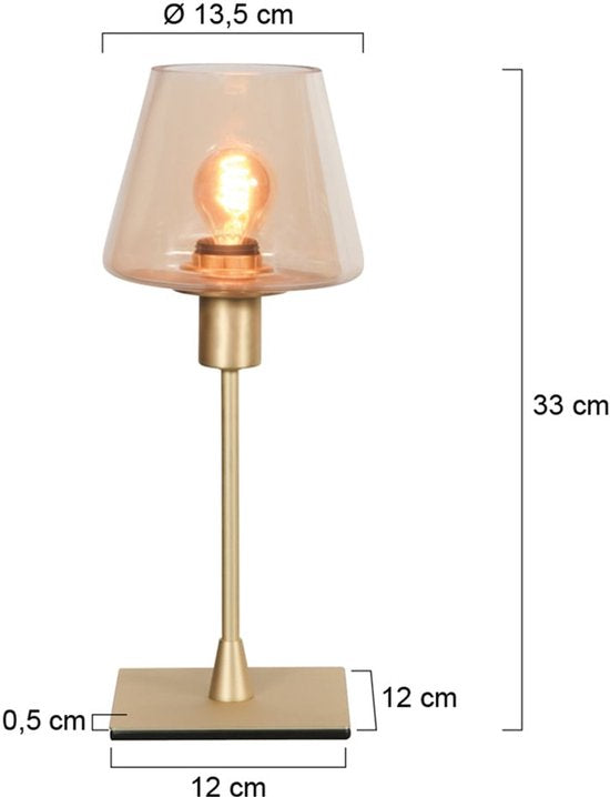 Tafellamp Ancilla 3102ME Klassiek Messing E14 Fitting Touch On/Off met Glas en Metaal voor Binnen - Steinhauer