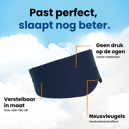 PurelyGoods® Slaapmasker - Oogmasker - Verduisterend - Slaap Masker - Mannen en Vrouwen - Katoen - Donkerblauw