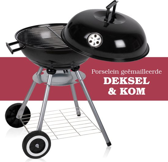 Lone Star Barbecue - Houtskool BBQ - Kogel Barbeque - Geïsoleerde Handvaten - Ontluchtingssysteem - Verwijderbare As Opvangbak