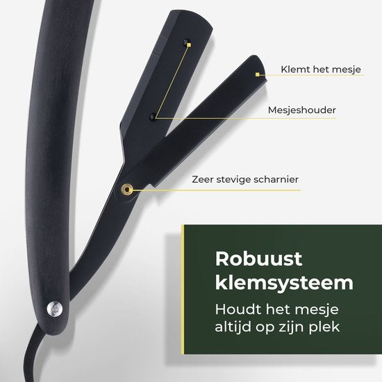 Gandria Shavette Open Scheermes - Klassiek Klap Scheermes - Barbiersmes & Kappersmes - Safety Razor - Straight Razor voor Mannen - Incl. 60 Scheermesjes