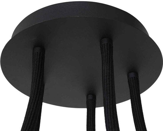 Plafonnieres Turound 3376ZW Zwart - Draaibaar en kantelbaar, van glas en metaal, Ø 91,5 cm, Steinhauer