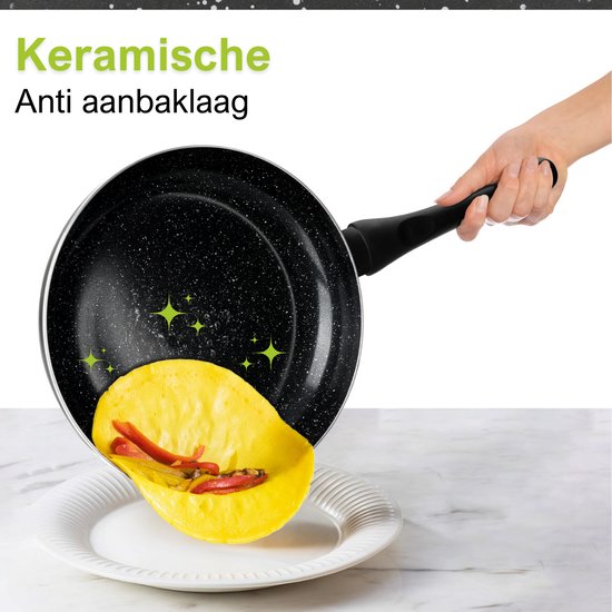CeraFusion Keramische Pannenset 6-delig - Koekenpannen & Kookpotten 20, 24 cm - Koekenpan - Pannensets - Inductie Pannen - Pan - PFAS Vrij