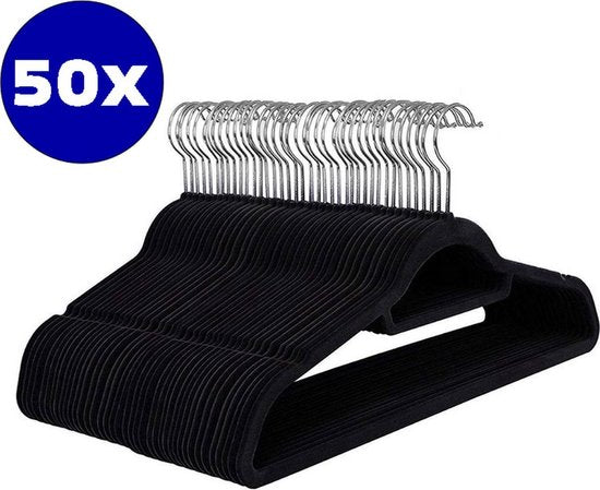 Ceruzo Kledinghangers Zwart – 50 – Anti-Slip – Draaibare Haak