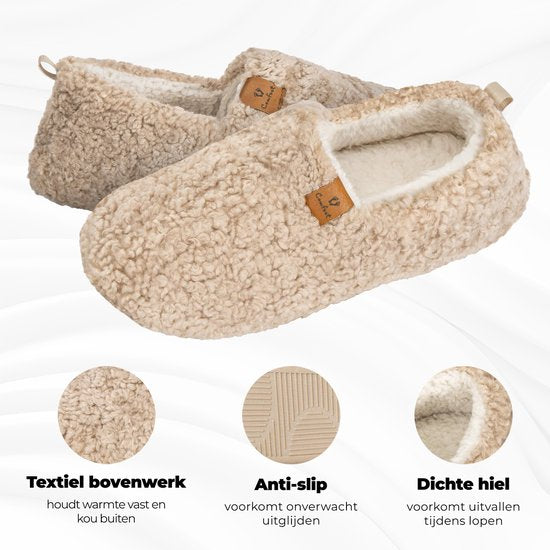 Pantoffels Dames - Sloffen - Maat 38/39 - Khaki - Anti-slip - Comfeet