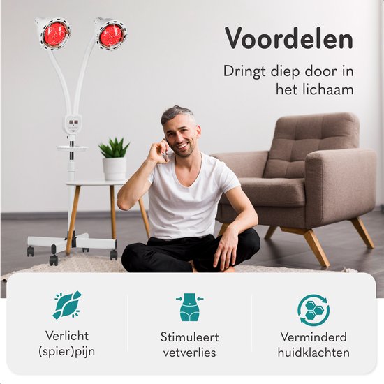 Soft & Silky Infraroodlamp 2 Koppen - Draaibaar - Infrarood - Therapie - Deken - Lamp - Verwarmingspaneel - Verwarming