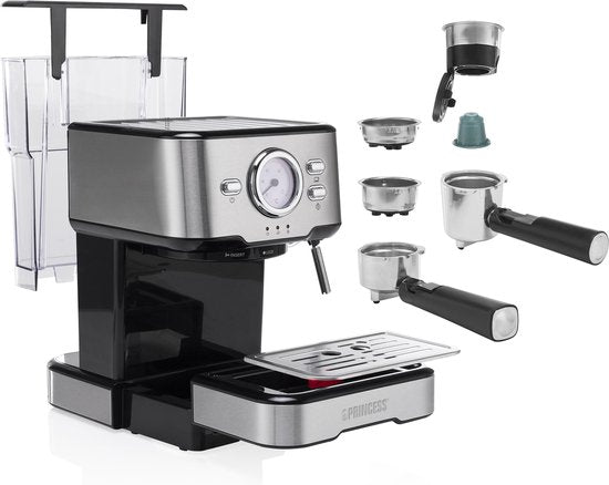 Koffiezetapparaat - Princess 249412 Espressomachines voor gemalen koffie – Met melkopschuimpijpjes voor cappucino en latte macchiato – 2 kopjes - Consumentenbond Beste Koop