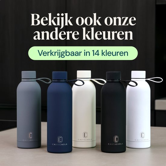 Castagnola Waterfles - RVS Drinkfles 500 ML - Stalen Thermosfles - Drinkflessen voor Volwassenen - Dubbelwandig - Offwhite