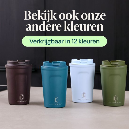 Castagnola Thermosbeker - Koffiebeker To Go - Reismok voor Koffie en Thee - Theebeker - 380 ML - RVS - Groen