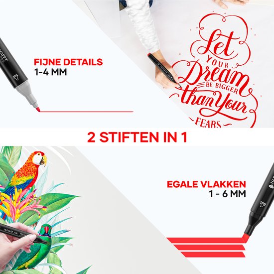 Happy Goods Twinmarkers - 80 Alcohol Markers - Markeerstiften - incl. Opbergtas - Stiften voor Volwassenen & Kinderen - Aquamarkers