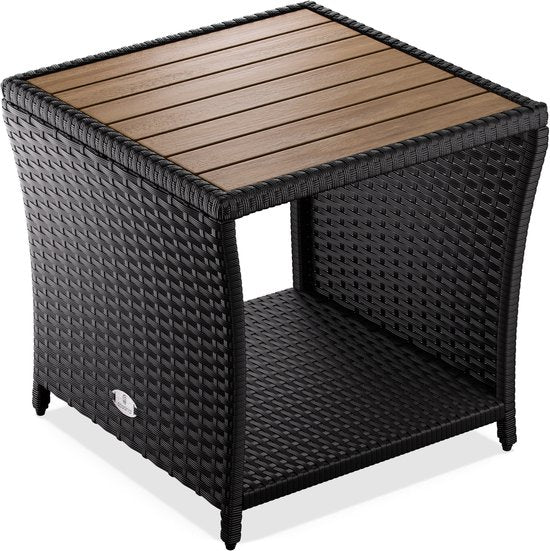 Casaria Bijzettafel - Polyrattan Vierkant 45x45x40cm - Zwart