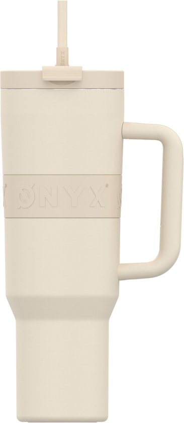 ONYX Drinkfles met Rietje - 1.2 Liter - Waterfles voor Kinderen & Volwassenen - Beige