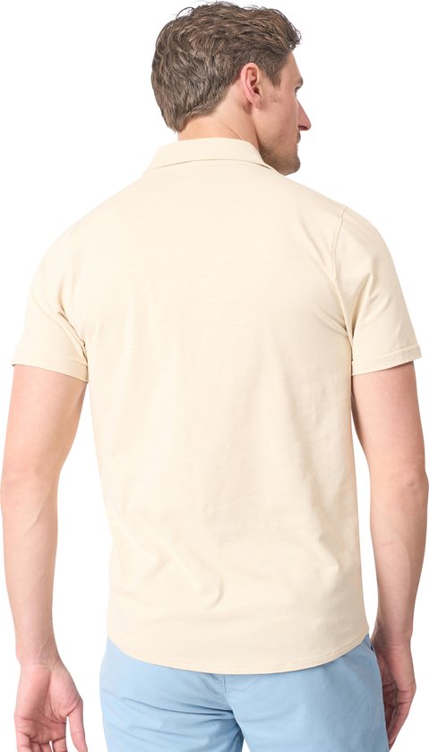 Mario Russo Korte Mouwen Overhemd - Overhemd heren - Polo Shirt Heren - t shirt heren - XL - Beige