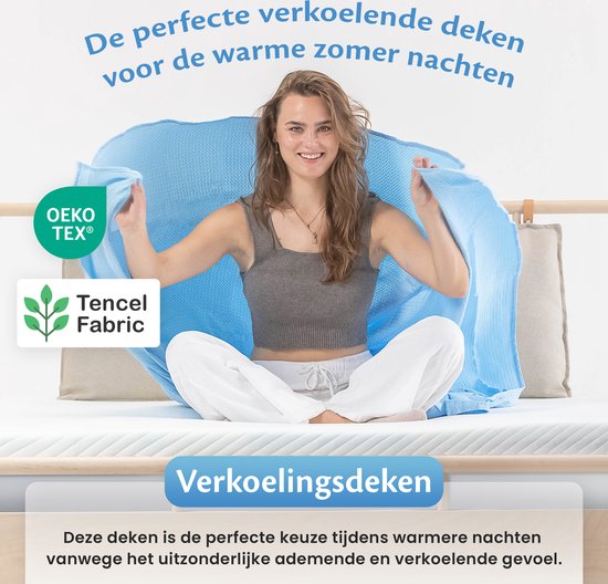 EL Life Koeldeken 135x200 cm - 100% Bio-Tencel - Zelfkoelende deken - Cooling blanket - Zomerdekbed - Zomerdeken - Hemelsblauw