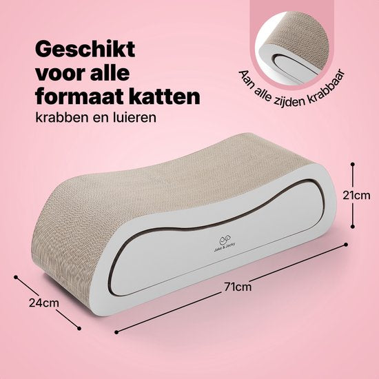 Jake en Jacky Krabkarton voor Katten 2 in 1 model - Krabpaal Karton - Krabplank - Krabmand - Krabmeubel - Kartonnen Krabmat - Kattenmand - Kattenbed - 71x24x21cm