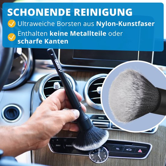 LICARGO Detailing Brush Car - ultrazacht voor een zachte reiniging van binnen en van buiten - 2 stuks borstels autoverzorging - zachte autodetailingborstel - bovenste autoborstel reinigingsborstelset