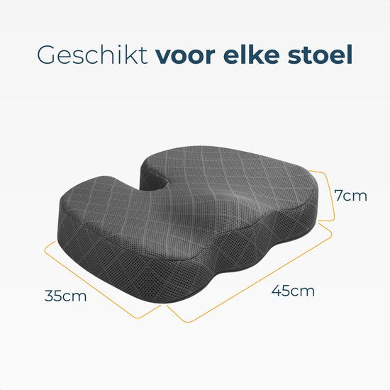 Zitkussen Orthopedisch - Verlichting onderrug, stuitje & heupen - Ergonomische Stuitkussen - Traagschuim Wigkussen - Voor Stoel & Bureaustoel - Alyze