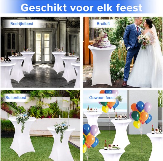 Saaf Statafelrok set - 4 stuks - ∅80-85 x 110cm - Statafelhoes - Wasbaar en Elastisch - Wit