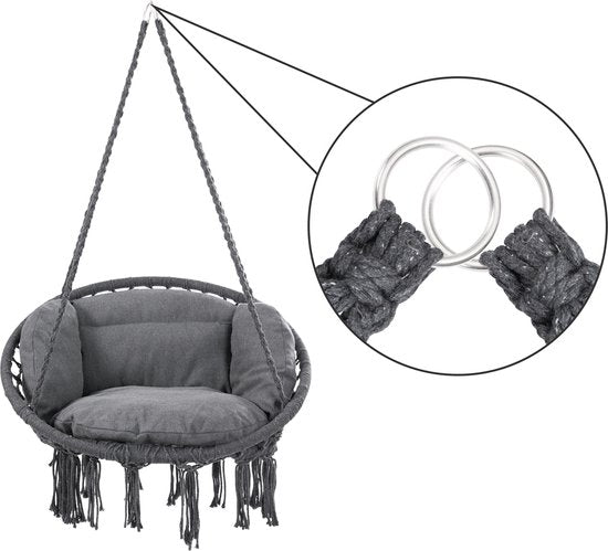 Detex Hangstoel 2 Kussens - Belastbaar tot 150kg Ø 60 cm - Antraciet