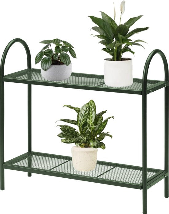 Pro Garden Plantenrek/plantentafel - groen - metaal - opvouwbaar - 60 x 22 x 58 cm
