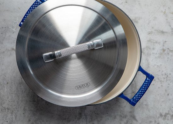 Saveur Voyage Ovale Braadpan – Ø25 cm – Gietijzer – PFAS-vrij – Inductie – Klassiek Blauw